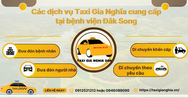 Các dịch vụ Taxi Gia Nghĩa cung cấp tại bệnh viện Đắk Song