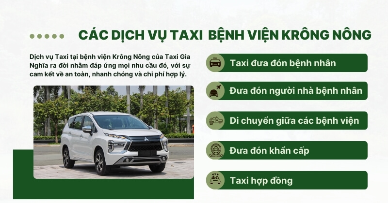 Các dịch vụ Taxi Gia Nghĩa cung cấp tại bệnh viện Krông Nông