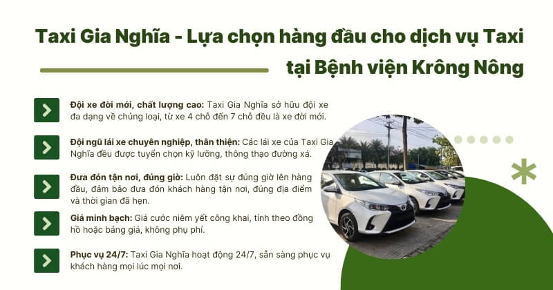 Taxi Gia Nghĩa - Lựa chọn hàng đầu cho dịch vụ Taxi tại Bệnh viện Krông Nông