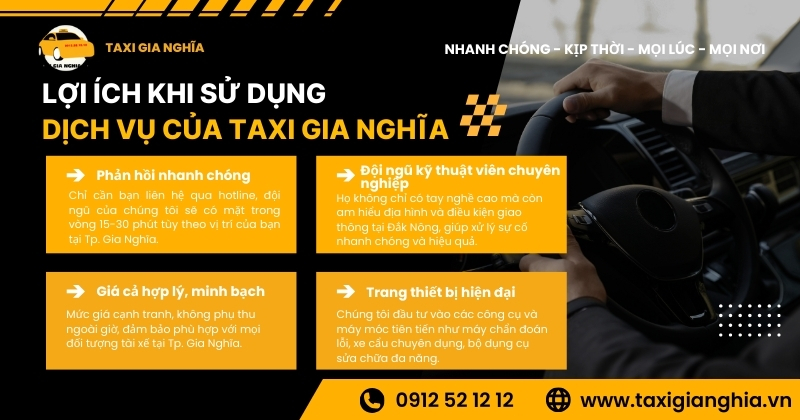 Lợi ích khi sử dụng dịch vụ của Taxi Gia Nghĩa