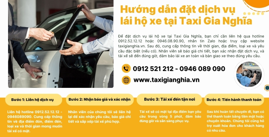 Cách đặt tài xế lái hộ xe nhanh chóng tại Taxi Gia Nghĩa
