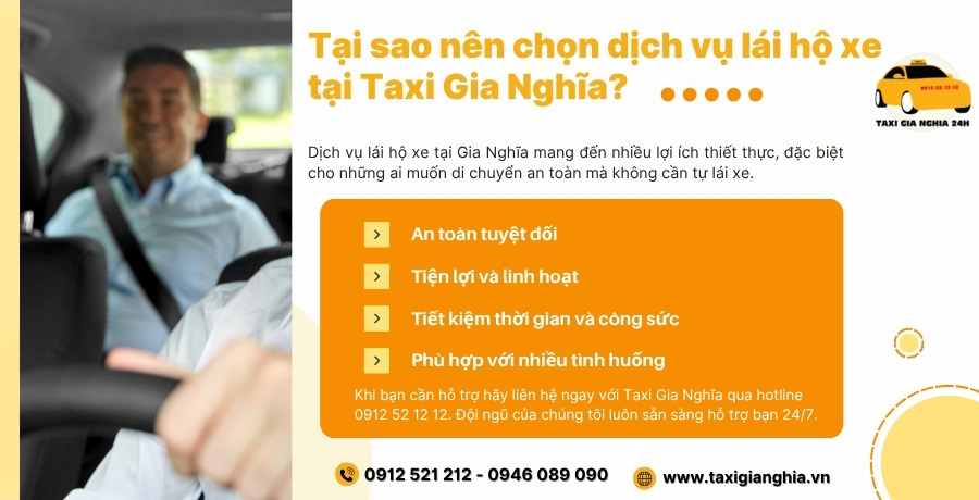 Lợi ích khi sử dụng dịch vụ lái hộ xe chuyên nghiệp tại Taxi Gia Nghĩa