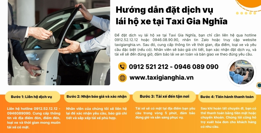 Các bước đặt dịch vụ tài xế lái hộ tận nhà tại Gia Nghĩa