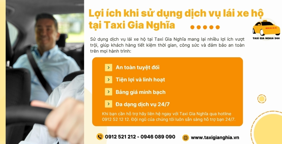 Ưu điểm nổi bật khi sử dụng dịch vụ tài xế lái hộ tại Taxi Gia Nghĩa