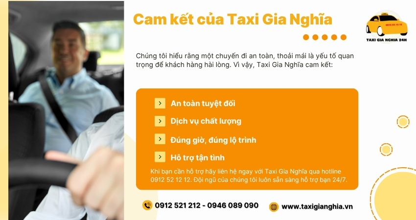 Cam kết chất lượng dịch vụ xe hợp đồng của Taxi Gia Nghĩa